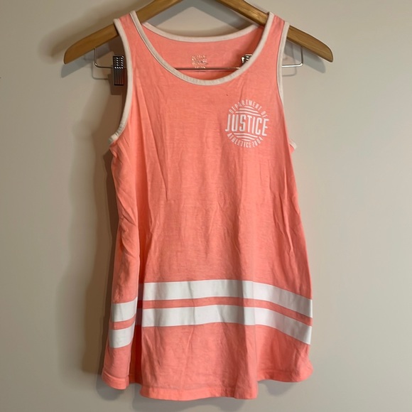 JUSTICE Department of Athletics Coral and White Tank Sz 14/16 - Picture 1 of 4